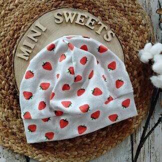 Beanie mit Bündchen KU 49-50 Erdbeeren