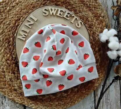 Beanie mit Bündchen KU 49-50 Erdbeeren