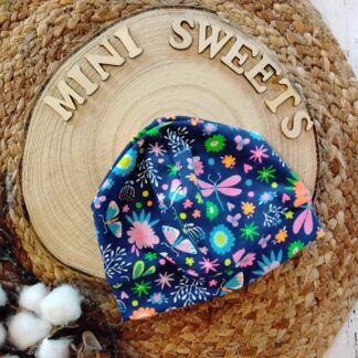Beanie mit Bündchen KU 34-37 Blumen