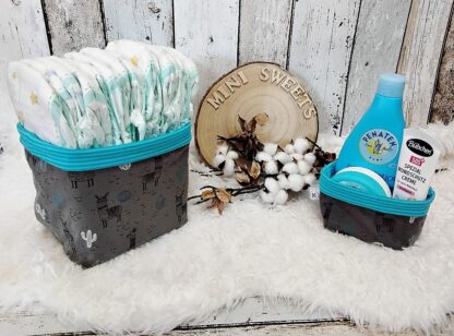 2 tlg Set Utensilos Alpaka grau/blau