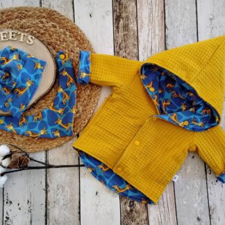 Set aus Wendejacke mit Mütze und Wendehalstuch Giraffen gr 56