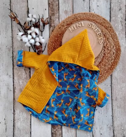 Set aus Wendejacke mit Mütze und Wendehalstuch Giraffen gr 56 – Bild 7