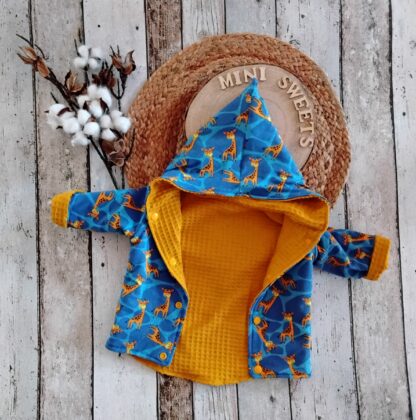 Set aus Wendejacke mit Mütze und Wendehalstuch Giraffen gr 56 – Bild 11