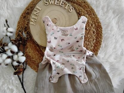 Luftiges Kleidchen gr 56 aus Jerseystoff und Musselin mit Sommermütze – Bild 4