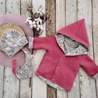 Set aus Wendejacke gr 62 mit Mütze  und Wendehalstuch