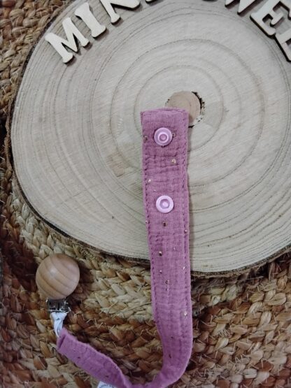 Schnullerband / Schnullerkette altrosa mit Glitzer – Bild 3