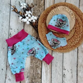 3 tlg Set gr 50/56 Pumphose Mütze und Wendehalstuch