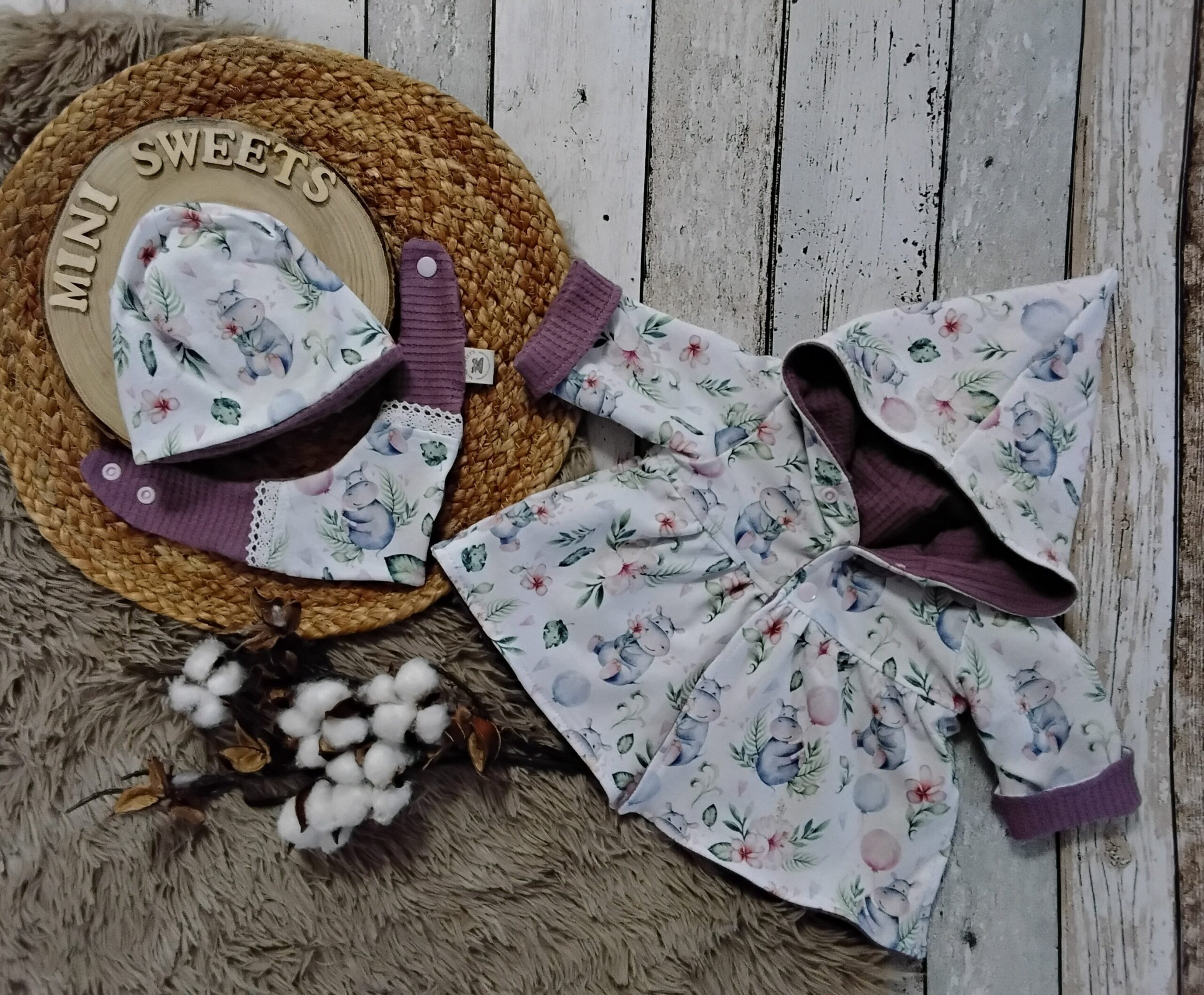 3 tlg Set Wendejacke gr 56 mit Mütze und Halstuch