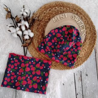 Wendebeanie mit Loop KU 44-45 Erdbeeren