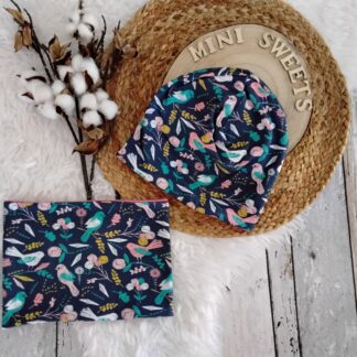 Wendebeanie mit Loop Vögel KU 46-47